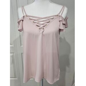 EXPRESS blush cross off shoulder top SZ M